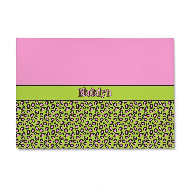 Custom Pink & Lime Green Leopard 4' x 6' Indoor Area Rug (Personalized)