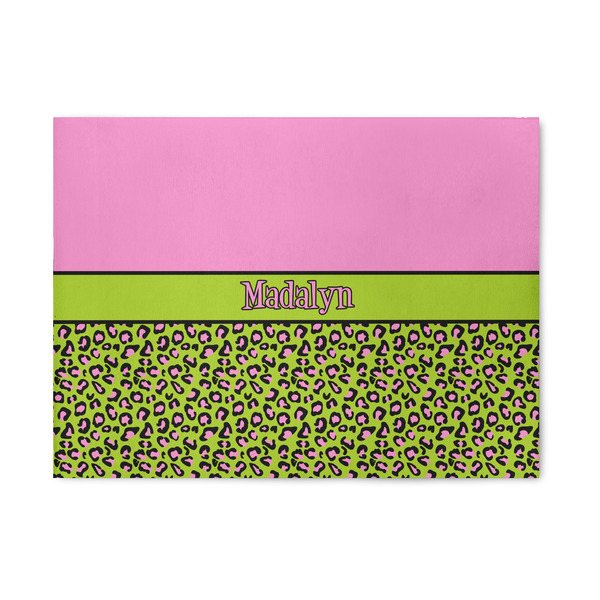Custom Pink & Lime Green Leopard 5' x 7' Indoor Area Rug (Personalized)