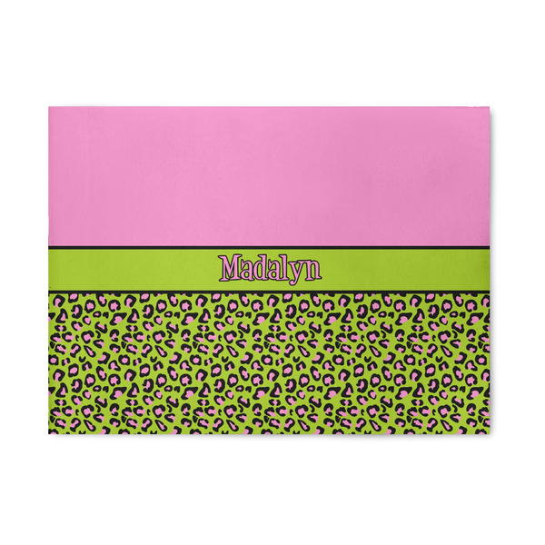 Custom Pink & Lime Green Leopard 5' x 7' Patio Rug (Personalized)