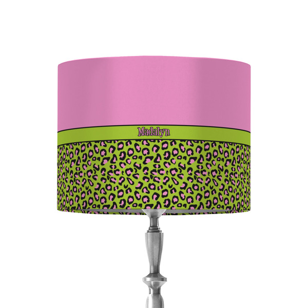 Custom Pink & Lime Green Leopard 8" Drum Lamp Shade - Fabric (Personalized)