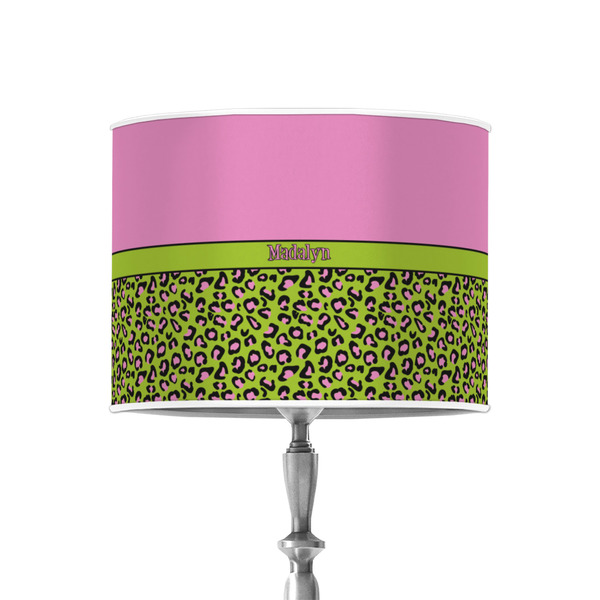 Custom Pink & Lime Green Leopard 8" Drum Lamp Shade - Poly-film (Personalized)