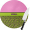 Pink & Lime Green Leopard 8 Inch Small Glass Cutting Board