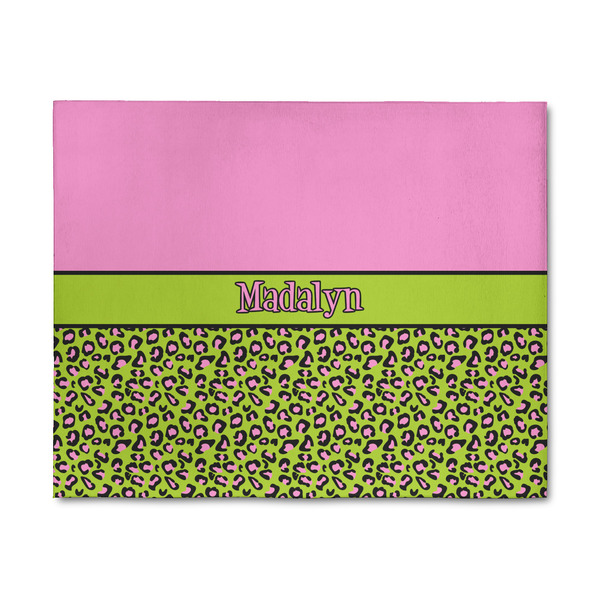 Custom Pink & Lime Green Leopard 8' x 10' Patio Rug (Personalized)