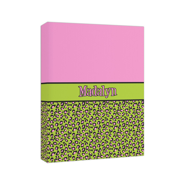 Pink & Lime Green Leopard 8x10 - Canvas Print - Angled View
