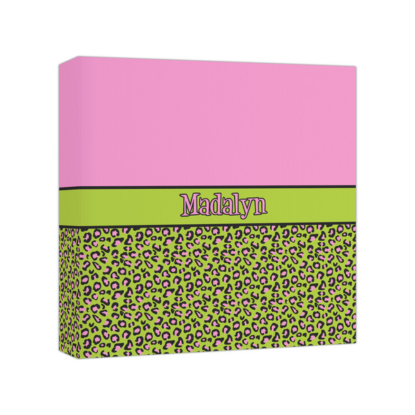 Custom Pink & Lime Green Leopard Canvas Print - 8x8 (Personalized)