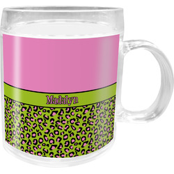 Pink & Lime Green Leopard Acrylic Kids Mug (Personalized)