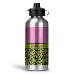 Pink & Lime Green Leopard Water Bottles - 20 oz - Aluminum (Personalized)