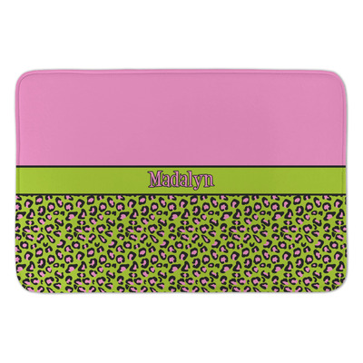 Pink & Lime Green Leopard Anti-Fatigue Kitchen Mat (Personalized)