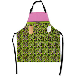 Pink & Lime Green Leopard Apron With Pockets w/ Name or Text