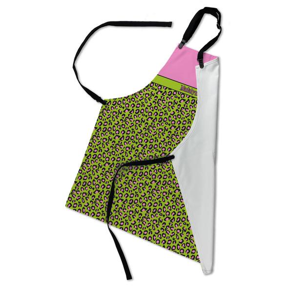 Pink & Lime Green Leopard Apron - Folded