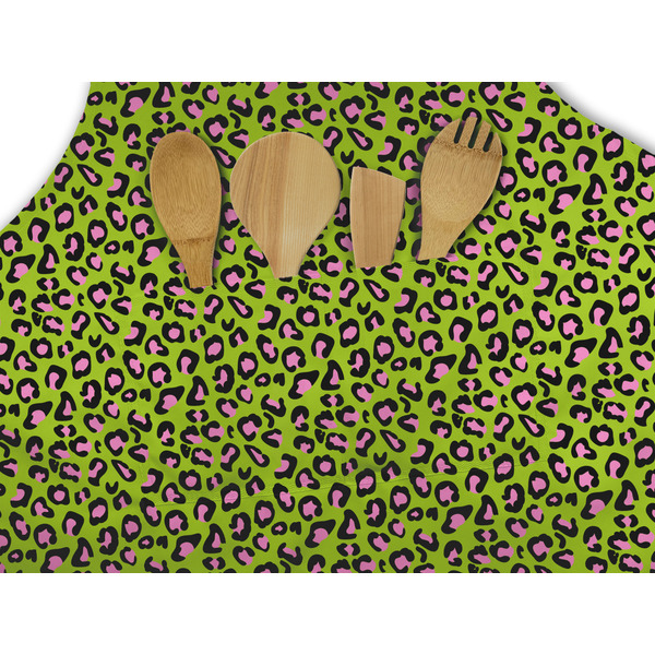Pink & Lime Green Leopard Apron - Pocket Detail with Props