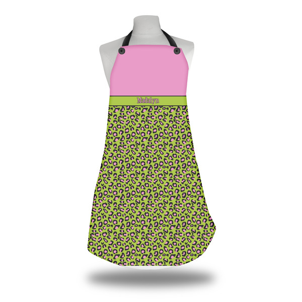 Pink & Lime Green Leopard Apron on Mannequin