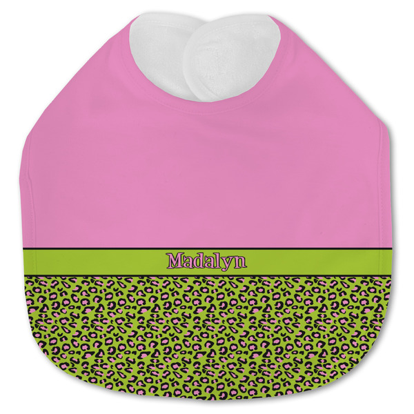 Pink & Lime Green Leopard Baby Bib - AFT closed