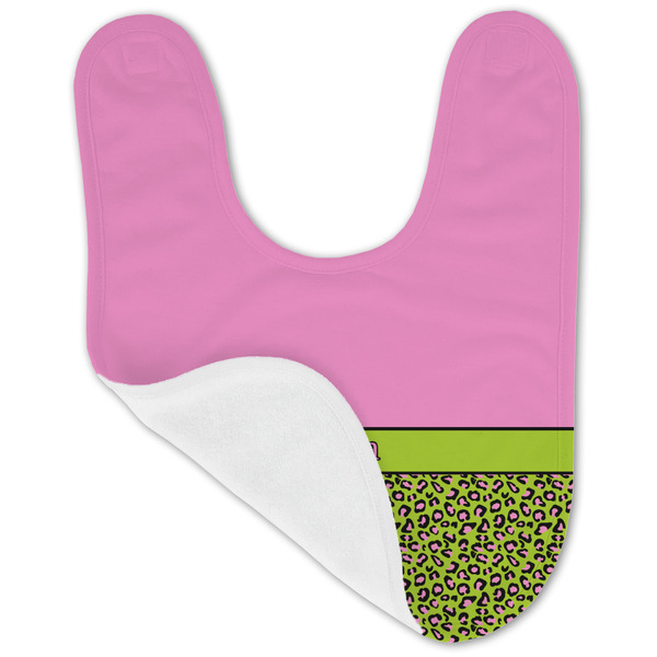 Pink & Lime Green Leopard Baby Bib - AFT folded