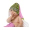 Pink & Lime Green Leopard Baby Hooded Towel on Child