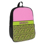 Pink & Lime Green Leopard Kids Backpack (Personalized)