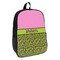 Pink & Lime Green Leopard Backpack - angled view