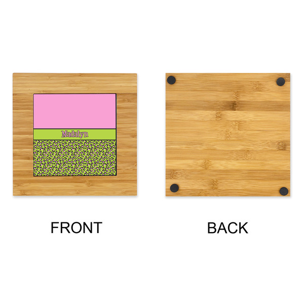 Pink & Lime Green Leopard Bamboo Trivet with 6" Tile - APPROVAL