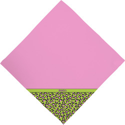 Pink & Lime Green Leopard Dog Bandana Scarf w/ Name or Text