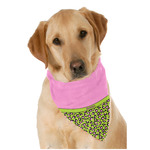 Pink & Lime Green Leopard Dog Bandana Scarf w/ Name or Text