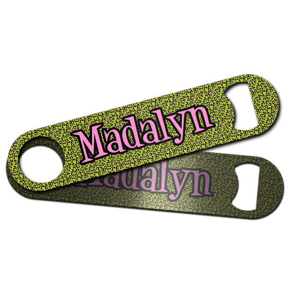 Pink & Lime Green Leopard Bar Bottle Opener - Main