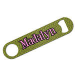 Pink & Lime Green Leopard Bar Bottle Opener w/ Name or Text