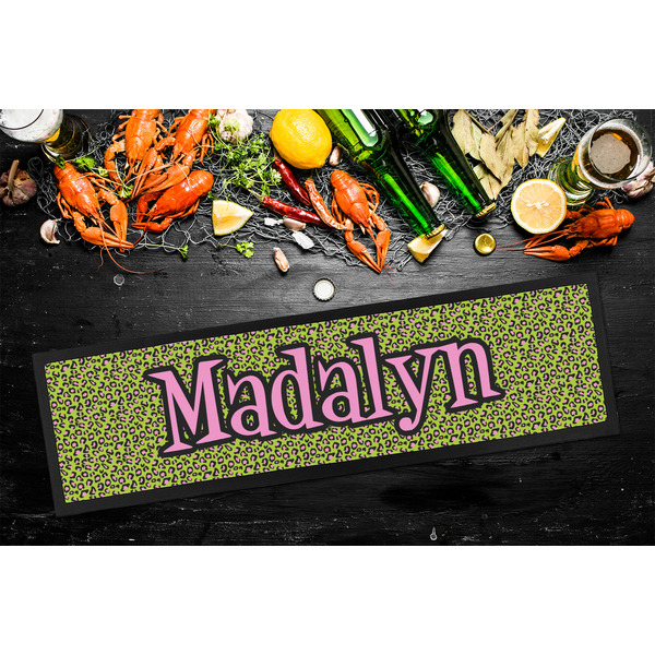 Pink & Lime Green Leopard Bar Mat - Large - LIFESTYLE