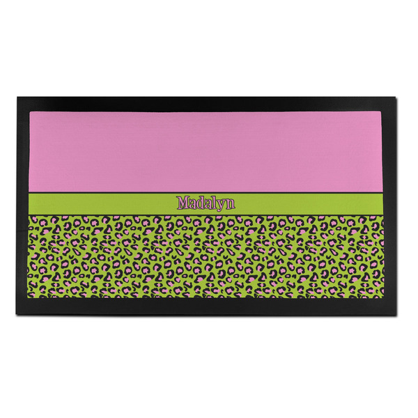 Pink & Lime Green Leopard Bar Mat - Small - FRONT