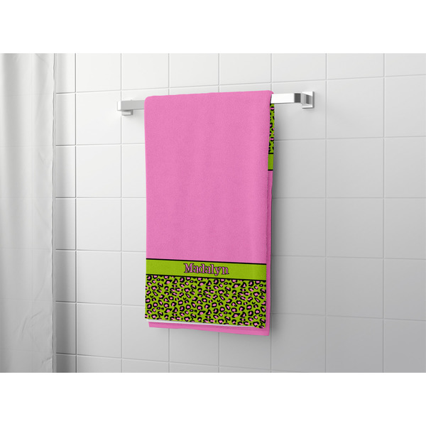 Pink & Lime Green Leopard Bath Towel - LIFESTYLE