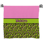 Pink & Lime Green Leopard Bath Towel (Personalized)