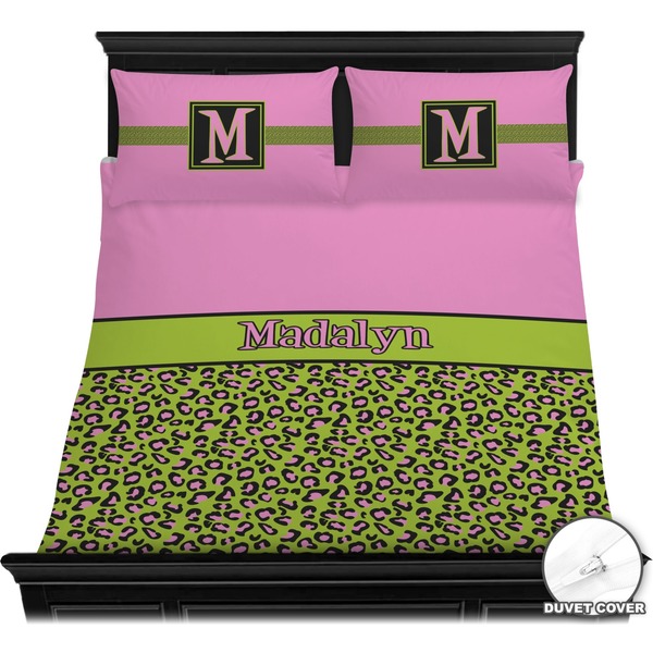 Pink & Lime Green Leopard Bedding Set (Queen) - Duvet