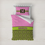 Pink & Lime Green Leopard Duvet Cover Set - Twin (Personalized)