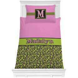 Pink & Lime Green Leopard Comforter Set - Twin (Personalized)