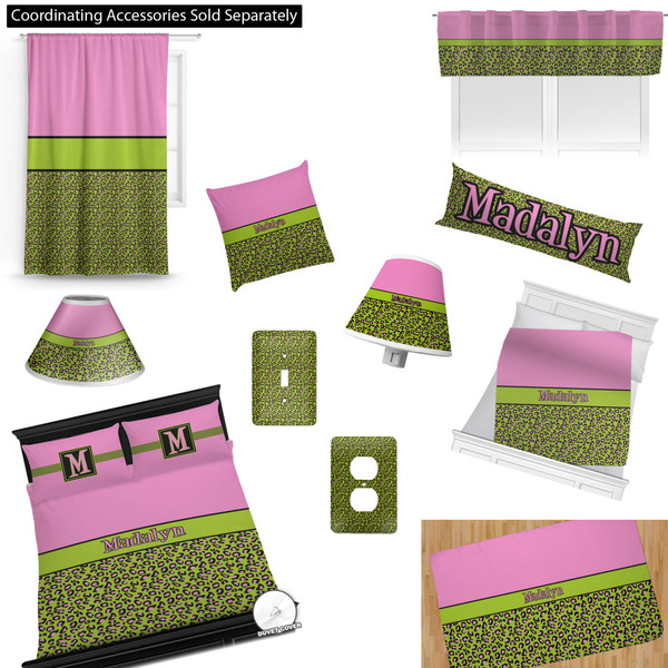 Pink & Lime Green Leopard Bedroom Decor & Accessories2