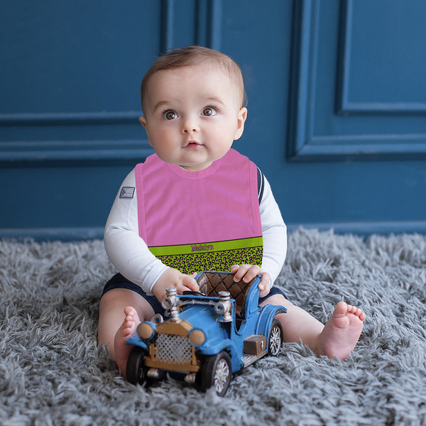 Pink & Lime Green Leopard Bib Lifestyle Boy