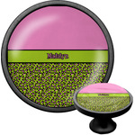 Pink & Lime Green Leopard Cabinet Knob (Black) (Personalized)
