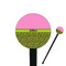Pink & Lime Green Leopard 7" Round Plastic Stir Sticks - Black - Single Sided (Personalized)
