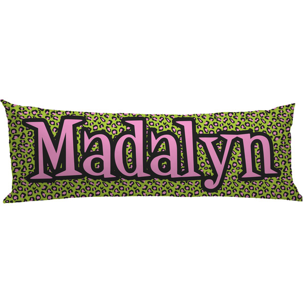 Custom Pink & Lime Green Leopard Body Pillow Case (Personalized)