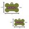 Pink & Lime Green Leopard Bone Shaped Dog ID Tag - Large - Scale