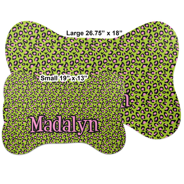 Pink & Lime Green Leopard Bone Shaped Mat Comparison