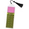 Pink & Lime Green Leopard Bookmark with tassel - Flat