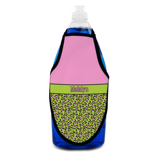 Pink & Lime Green Leopard Bottle Apron - Soap - FRONT