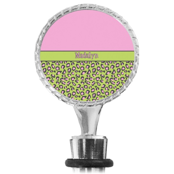 Pink & Lime Green Leopard Bottle Stopper Main View