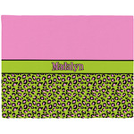 Pink & Lime Green Leopard Woven Fabric Placemat - Twill w/ Name or Text