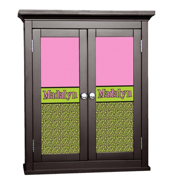 Custom Pink & Lime Green Leopard Cabinet Decal - Small (Personalized)