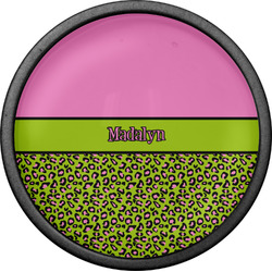 Pink & Lime Green Leopard Cabinet Knob (Black) (Personalized)