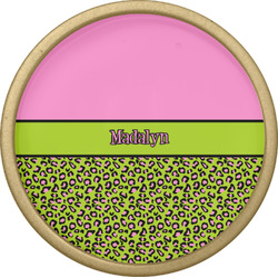 Pink & Lime Green Leopard Cabinet Knob - Gold (Personalized)
