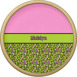 Pink & Lime Green Leopard Cabinet Knob - Gold (Personalized)