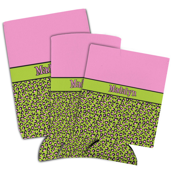 Pink & Lime Green Leopard Can Coolers - PARENT/MAIN