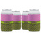 Pink & Lime Green Leopard Can Cooler (12 oz) - Set of 4 w/ Name or Text